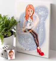 BK Gift Kişiye Özel Bayan Karikatürlü Kanvas Tablo 30x50cm -39