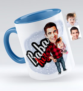 BK Gift Kişiye Özel Baba Kız Karikatür Kupa Bardak  3