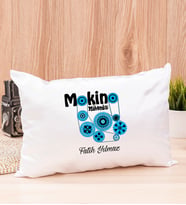 Makine Mühendisi Dikdörtgen Saten Yastık (Beyaz)