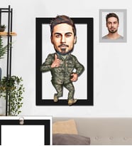 Kişiye Özel Asker Karikatürlü 3D Ahşap Tablo 30x47 Bay-4