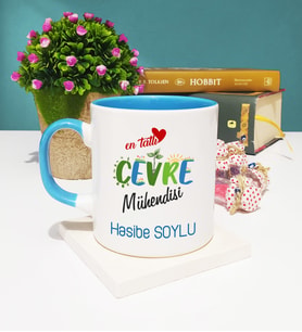 Mesajlı Çevre Mühendisi Tasarımlı Kişiye Özel Çevre Mühendisi Kupa Bardak Mavi