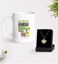 BK Gift Kişiye Özel Fen Bilimleri Öğretmeni Beyaz Kupa ve Papatya Kolye Hediye Seti-2 (Model 1)