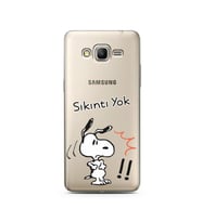 Snoopy Tasarımlı Süper Şeffaf Silikon Telefon Kılıfı Samsung Grand Prime