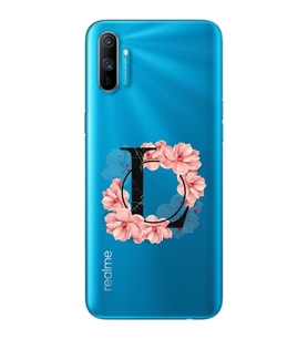 Pembe Çiçekli Harf Tasarım Süper Şeffaf Silikon Telefon Kılıfı Oppo Realmi C3 L-