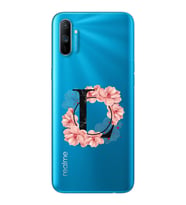 Pembe Çiçekli Harf Tasarım Süper Şeffaf Silikon Telefon Kılıfı Oppo Realmi C3 L-