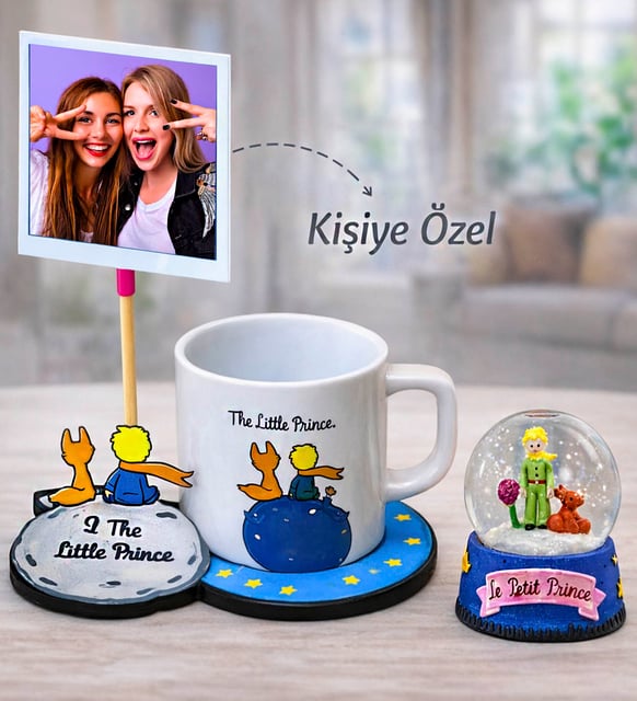 Kişiye Özel Küçük Prens 3D Figürlü Kupa & Küçük Prens Işıklı Kar Küresi