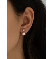 Istiridye Sallantılı Tektaş Küpe Rose Kaplama Gümüş Uvps300127