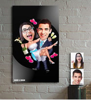 BK Gift Kişiye Özel Evleniyoruz Karikatür Ahşap Tablo - 4