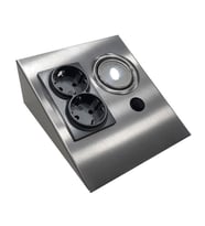 Tezgah Altı Üçgen Spot+2Li Priz Inox - Siyah - Beyaz (Gri)