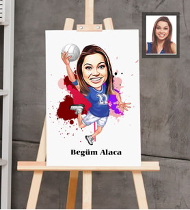 Kişiye Özel Sporcu Karikatürlü  Ahşap Tablo 30x47 Bayan-2