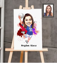 Kişiye Özel Sporcu Karikatürlü  Ahşap Tablo 30x47 Bayan-2