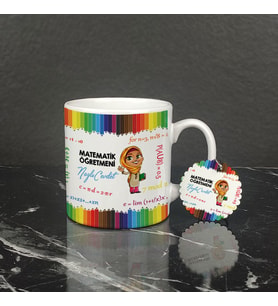 Matematik Öğretmeni Kupa Bardak ve Anahtarlık Set 002