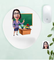BK Gift Kişiye Özel Bayan Öğretmen Karikatürlü Bilek Destekli Mouse Pad (Beyaz)
