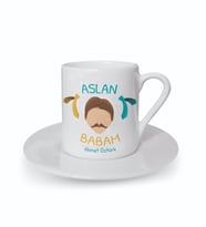 Kişiye Özel Aslan Babam Tasarımlı Türk Kahvesi Fincanı