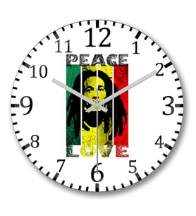 Bob Marley  Duvar Saati Bombeli Gercek Cam