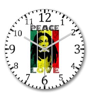 Bob Marley  Duvar Saati Bombeli Gercek Cam