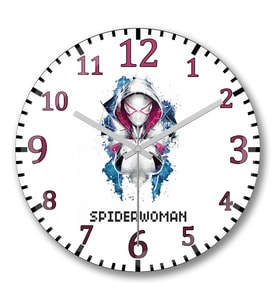 Spider Woman Duvar Saati Bombeli Gercek Cam
