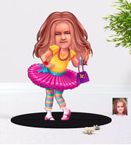 BK Gift Kişiye Özel Kız Çocuk Karikatürlü 3D Ahşap Biblo-11 (Beyaz)
