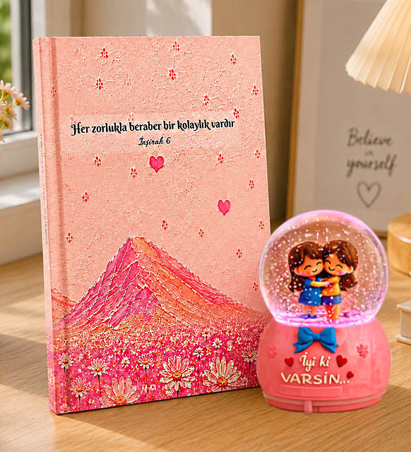 İyi Ki Varsın Işıklı Kar Küresi & Hadis Motive Tasarım Defter