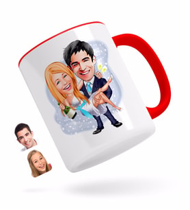 BK Gift Kişiye Özel Evleniyoruz Karikatürlü Kırmızı Kupa Bardak-4