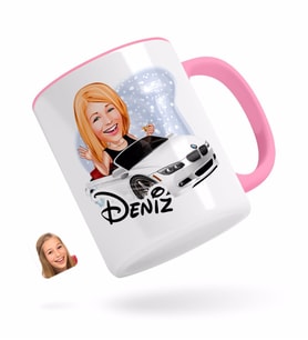 BK Gift Kişiye Özel Kadın Patron Karikatürlü Pembe Kupa Bardak-3