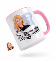 BK Gift Kişiye Özel Kadın Patron Karikatürlü Pembe Kupa Bardak-3