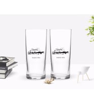 BK Gift Kişiye Özel Renkli Baskılı İstanbul Tasarımlı Turistik İkili Rakı Bardağı Seti-5 (Beyaz)