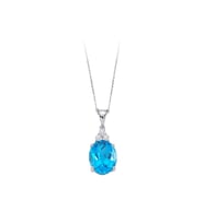 Sirius Pırlanta ve Oval Mavi Topaz Taşlı Kolye 0704P0108