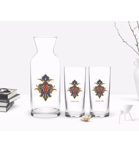 BK Gift Kişiye Özel Renkli Baskılı İsimli İkili Rakı Bardağı ve Karaf Hediye Seti-108 (Beyaz)