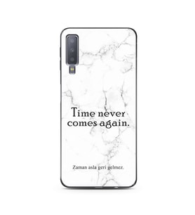 Samsung A7 (2018) Beyaz Mermer Söz Tasarımlı Telefon Kılıfı