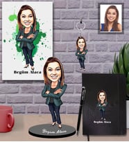 Kişiye Özel Patron Karikatürlü 5 li Hediye Seti Bayan-25