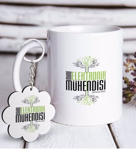 BK Gift Kişiye Özel Mesleki Mikro Elektronik Mühendisi Beyaz Kupa ve Anahtarlık Hediye Seti-2 (Model 1)