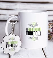 BK Gift Kişiye Özel Mesleki Mikro Elektronik Mühendisi Beyaz Kupa ve Anahtarlık Hediye Seti-2 (Model 1)