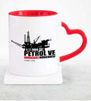 BK Gift Kişiye Özel Mesleki Petrol Ve Doğalgaz Mühendisi Kırmızı Kalpli Kupa Bardak