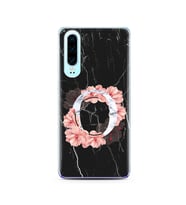 Mermer Çiçekli Harf Tasarım Süper Şeffaf Silikon Telefon Kılıfı Huawei P30  O-Ha