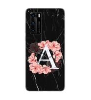 Mermer Çiçekli Harf Tasarım Süper Şeffaf Silikon Telefon Kılıfı Huawei P40 Pro A