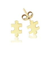 Altın Taşsız Puzzle Küpe
