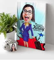 BK Gift Kişiye Özel Hostes Karikatür Kanvas Tablo 30x50cm 2