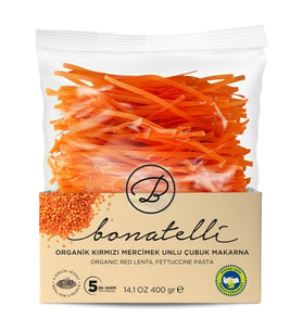 Bonatelli Organik Kırmızı Mercimek Unlu Çubuk Makarna 400 g e