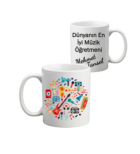 Müzik Öğretmenine İsimli Öğretmenler Günü Hediyesi Kupa Bardak