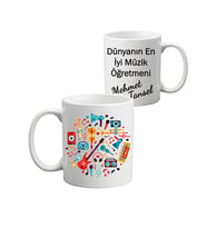 Müzik Öğretmenine İsimli Öğretmenler Günü Hediyesi Kupa Bardak