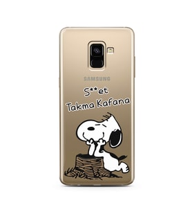 Snoopy Tasarımlı Süper Şeffaf Silikon Telefon Kılıfı Samsung A8 Plus