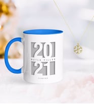 BK Gift Kişiye Özel 2024 Mutlu Yıllar Mavi Kupa ve Kar Tanesi Kolye-7 (Model 1)