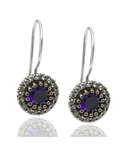 Ametist Taşlı Zirkon Süsleme Otantik Bayan Gümüş Küpe