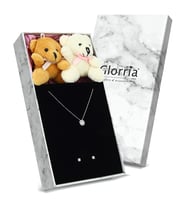 Glorria Gümüş Tektaş Kolye, Küpe Hediye Seti - VK1068-HS