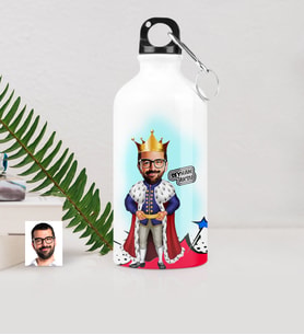 BK Gift Kişiye Özel Kral Karikatürlü Metal Suluk 500 Ml