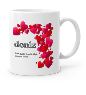 BK Gift Kişiye Özel Sevgili İsim Anlamı Beyaz Kupa Bardak  4