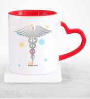BK Gift Kişiye Özel Mesleki Doktor Kırmızı Kalpli Kupa Bardak  4