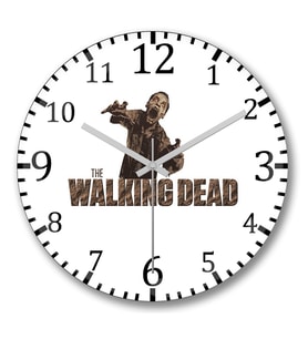The Walking Dead Zombie Face1 Duvar Saati Bombeli Gercek Cam