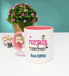 Matematik Öğretmeni Tasarımlı Kişiye Özel Matematik Öğretmeni Kupa Bardak Pembe